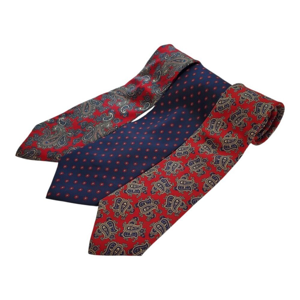 3 Neck Ties Bert Pulitzer, Boston Traders, Ley's Red Blue Paisley Floral - Picture 5 of 11